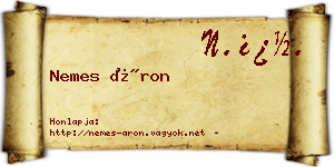 Nemes Áron névjegykártya